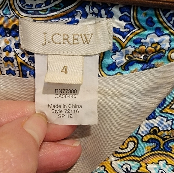 J. Crew Paisley print Multi Color Silk Blend Dress with Pockets Size 4 - Picture 13 of 15